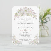 Elegante roze witte rozen Bourgondische bruiloft Kaart (Staand voorkant)