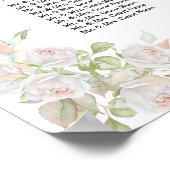 Elegante Roze Witte Rozen Trouwstoel Grafiek Poster (Hoek)