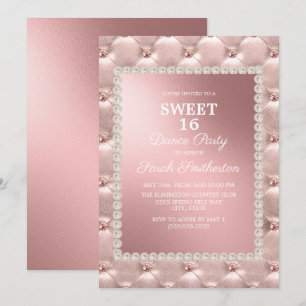 Elegante Roze Witte Sweet 16 Dansfeest Kaart