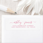 Elegante Roze Witte Trouw Retouradres Script Etiket (Insitu)