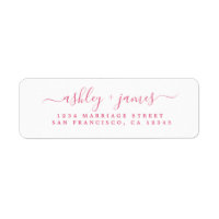 Elegante Roze Witte Trouw Retouradres Script