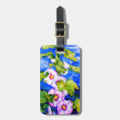 Elegante roze witte waterverf bloementuin bagagelabel (Voorkant verticaal)