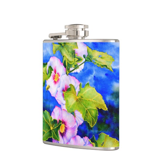 Elegante roze witte waterverf bloementuin heupfles (Links)