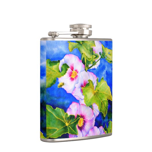 Elegante roze witte waterverf bloementuin heupfles (Rechts)