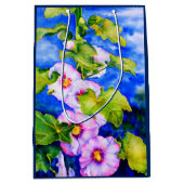 Elegante roze witte waterverf bloementuin medium cadeauzakje (Voorkant)