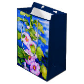 Elegante roze witte waterverf bloementuin medium cadeauzakje (Voorkant Gekanteld)