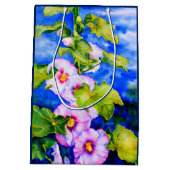 Elegante roze witte waterverf bloementuin medium cadeauzakje (Achterkant)