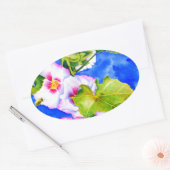 Elegante roze witte waterverf bloementuin ovale sticker (Envelop)