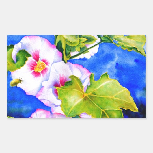 Elegante roze witte waterverf bloementuin rechthoekige sticker (Voorkant)