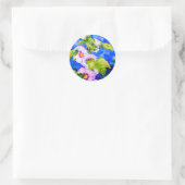 Elegante roze witte waterverf bloementuin ronde sticker (Tas)