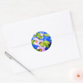 Elegante roze witte waterverf bloementuin ronde sticker (Envelop)