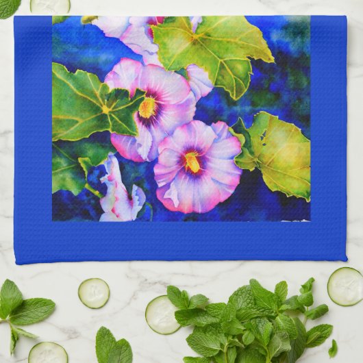 Elegante roze witte waterverf bloementuin theedoek (Gevouwen)