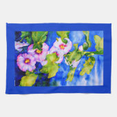 Elegante roze witte waterverf bloementuin theedoek (Horizontaal)