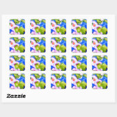 Elegante roze witte waterverf bloementuin vierkante sticker (Vel)