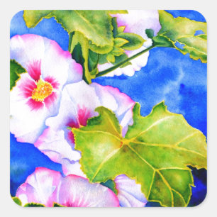 Elegante roze witte waterverf bloementuin vierkante sticker