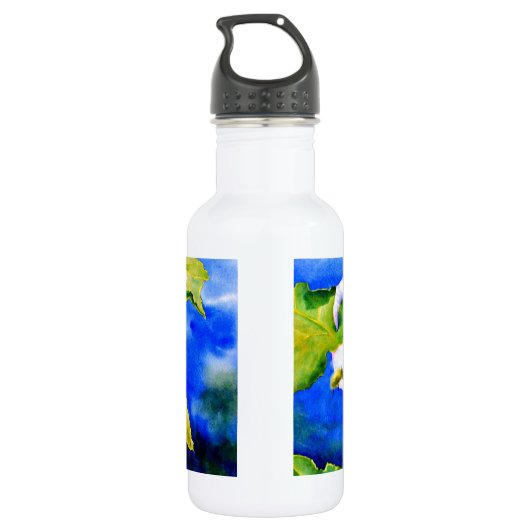 Elegante roze witte waterverf bloementuin waterfles  (Achterkant)