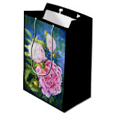 Elegante roze witte waterverf classic floral medium cadeauzakje (Achterkant Gekanteld)
