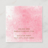 Elegante roze witte waterverf oorbel kaart vierkante visitekaartje (Achterkant)