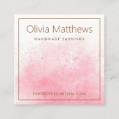 Elegante roze witte waterverf oorbel kaart vierkante visitekaartje (Voorkant)