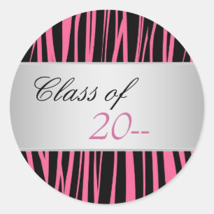 Elegante Roze Zebra Afstudeer Stickers