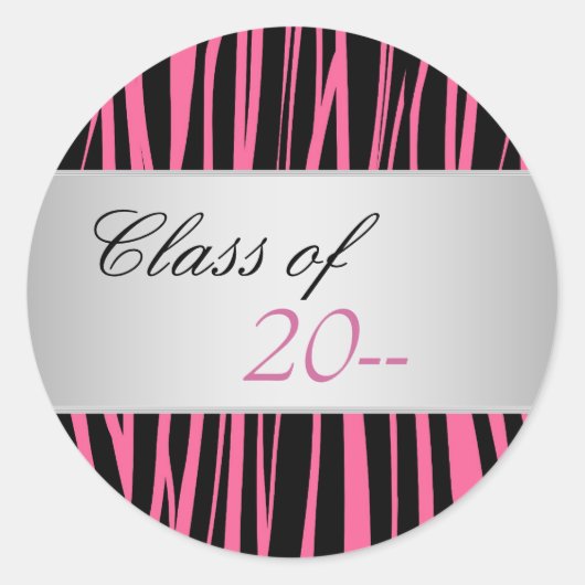 Elegante Roze Zebra Afstudeer Stickers (Voorkant)