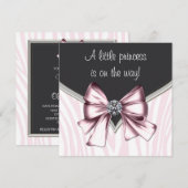Elegante Roze Zebra Baby Shower Kaart (Voorkant / Achterkant)