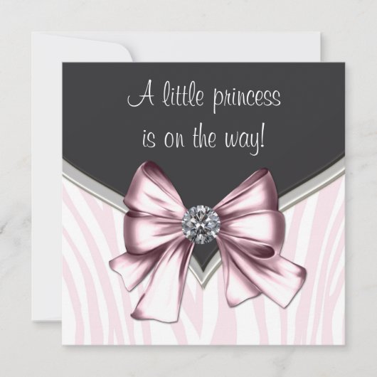 Elegante Roze Zebra Baby Shower Kaart (Voorkant)