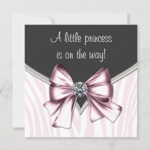 Elegante Roze Zebra Baby Shower Kaart