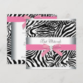 Elegante roze Zebra Bat Mitzvah Kaart (Voorkant / Achterkant)