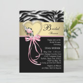 Elegante Roze Zebra Bruidsuitnodiging Kaart (Staand voorkant)