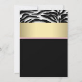 Elegante Roze Zebra Bruidsuitnodiging Kaart (Achterkant)
