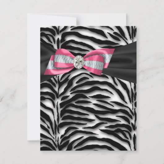 Elegante Roze Zebra Feest Uitnodigingen (Voorkant)