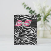 Elegante Roze Zebra Feest Uitnodigingen (Staand voorkant)