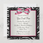 Elegante Roze Zebra Feestuitnodigingen Kaart (Achterkant)