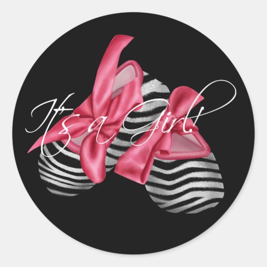 Elegante roze Zebra Het Een Meisje Ronde Sticker (Voorkant)