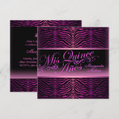 Elegante roze zebra print Quinceanera uitnodiging (Voorkant / Achterkant)