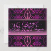 Elegante roze zebra print Quinceanera uitnodiging (Voorkant)