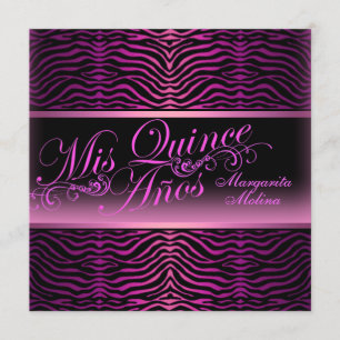 Elegante roze zebra print Quinceanera uitnodiging