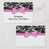 Elegante Roze Zebra Visitekaartjes (Voorkant / Achterkant)