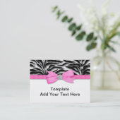 Elegante Roze Zebra Visitekaartjes (Staand voorkant)