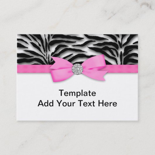 Elegante Roze Zebra Visitekaartjes (Voorkant)