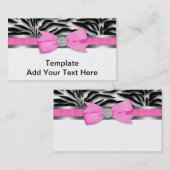 Elegante Roze Zebra Zakelijke Kaarten Visitekaartje (Voorkant / Achterkant)