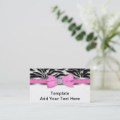 Elegante Roze Zebra Zakelijke Kaarten Visitekaartje (Staand voorkant)