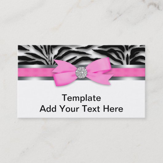 Elegante Roze Zebra Zakelijke Kaarten Visitekaartje (Voorkant)