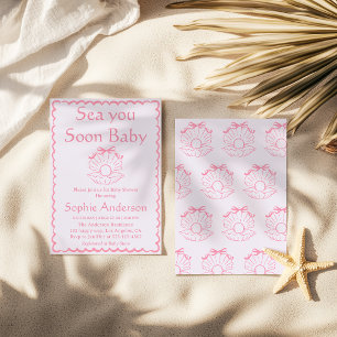 Elegante Roze Zeeschelp Baby Baby Shower Kaart