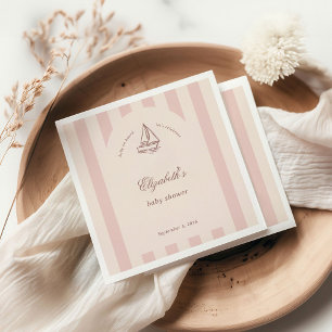 Elegante Roze Zeilboot 'Baby On Board' Baby Shower Servet