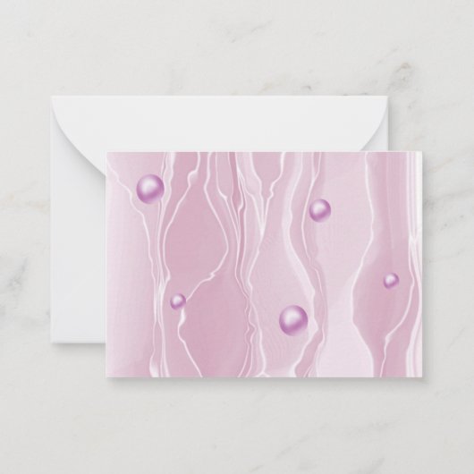 Elegante Roze Zijde & Roze Parels Monogram Notitiekaartje (Achterkant)