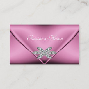 Elegante Roze Zilveren Diamanten Sieraad Visitekaartje