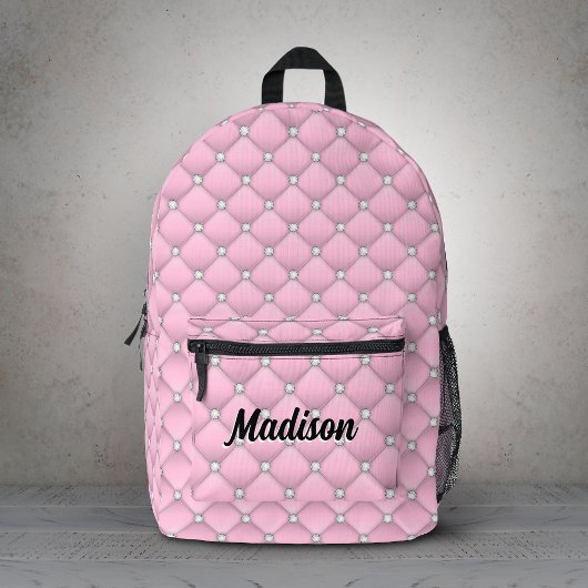 Elegante roze zilveren faux glitter druppels monog bedrukte rugzak