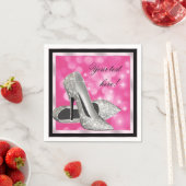 Elegante Roze Zilveren Glitter Hoge Hak Servet (Insitu)